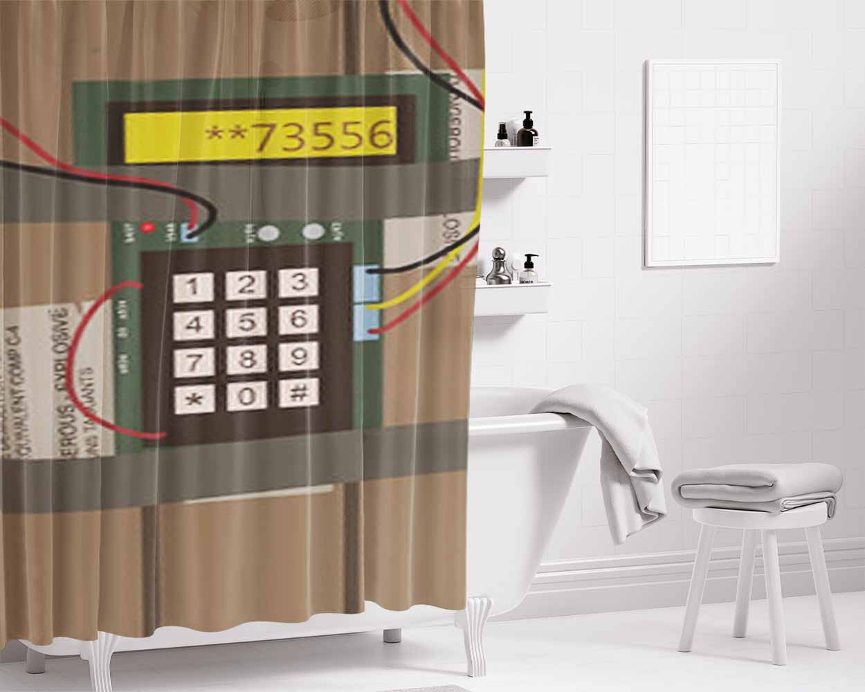 Csgo Bomb C4 Bathroom Shower Curtain Fabric Waterproof | 66 X 72 Inch