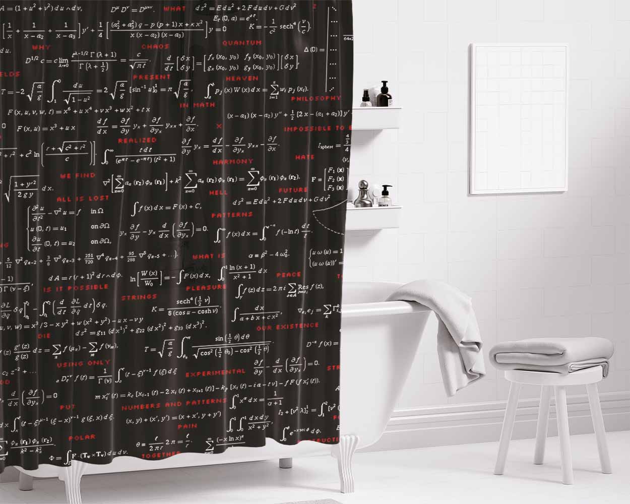 Culture Knowledge Bathroom Shower Curtain Fabric Waterproof | 66 X 72 Inch