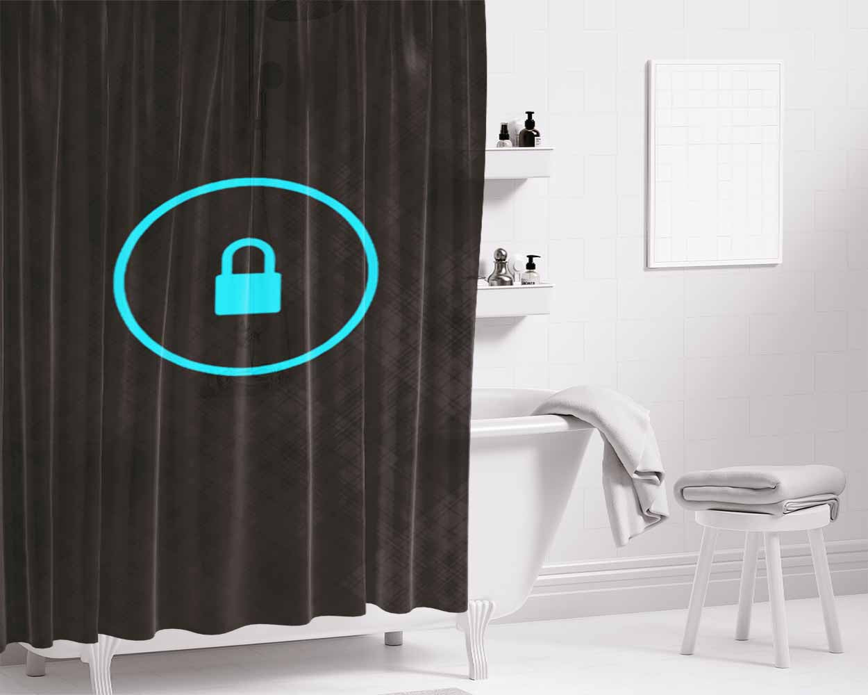 Custom Lock And Home Screen.Jpeg Bathroom Shower Curtain Fabric Waterproof | 66 X 72 Inch