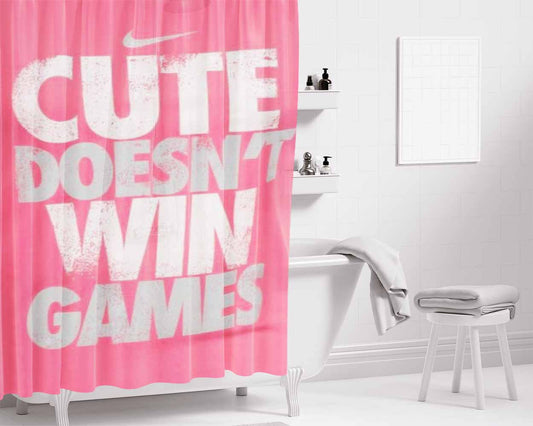 Cute Doesnt Win Games Bathroom Shower Curtain Fabric Waterproof | 66 X 72 Inch
