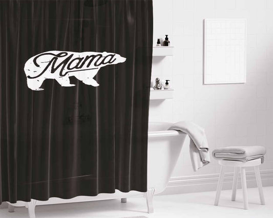Cute Mama Bear Mothers Day Gift Bathroom Shower Curtain Fabric Waterproof | 66 X 72 Inch