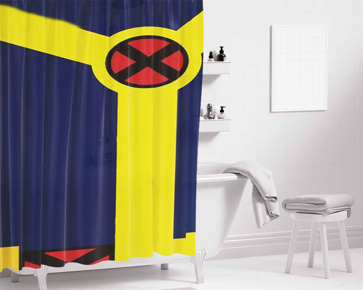 Cyclops 90S Minimalist Bathroom Shower Curtain Fabric Waterproof | 66 X 72 Inch
