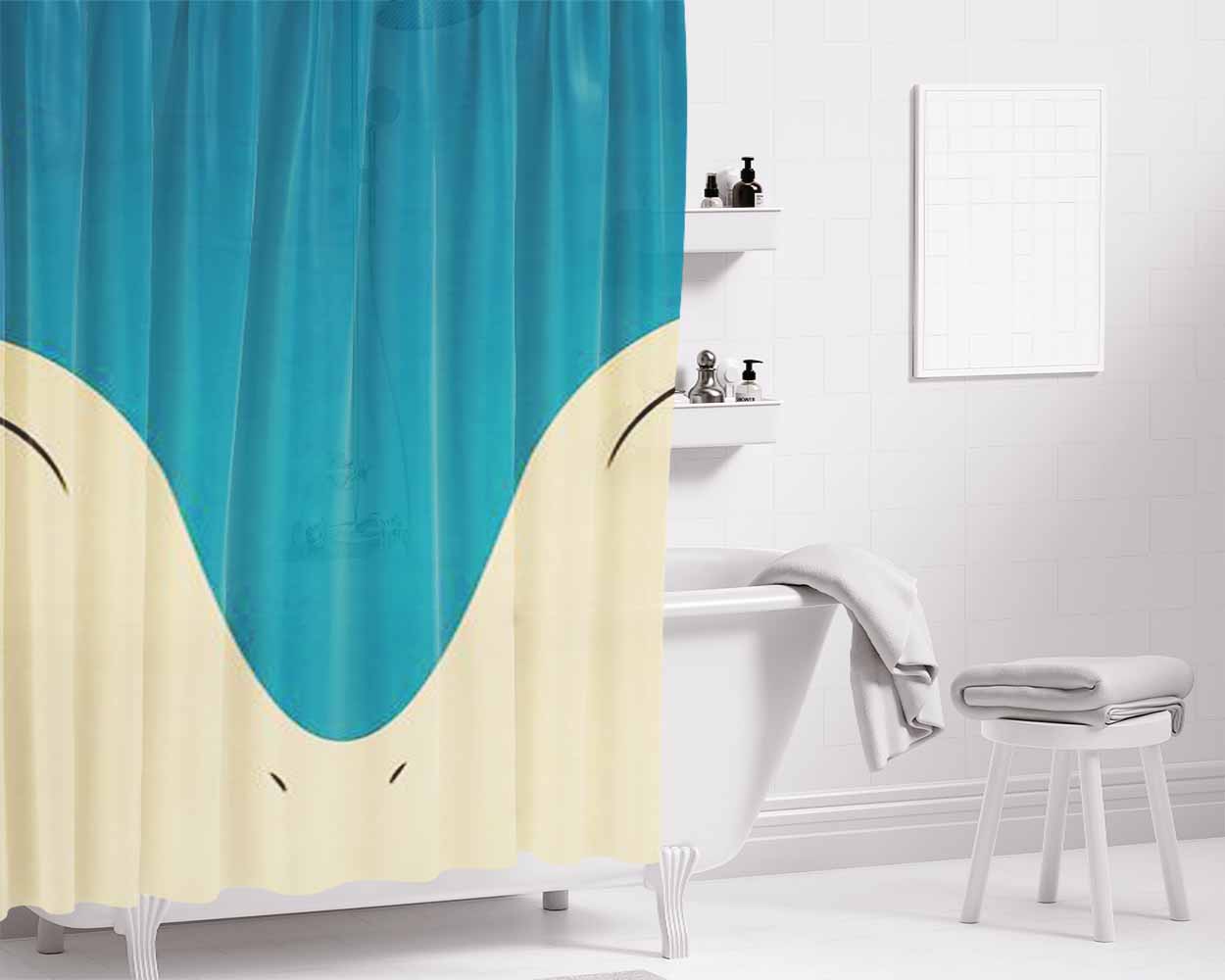 Cyndaquil Minimalist Bathroom Shower Curtain Fabric Waterproof | 66 X 72 Inch