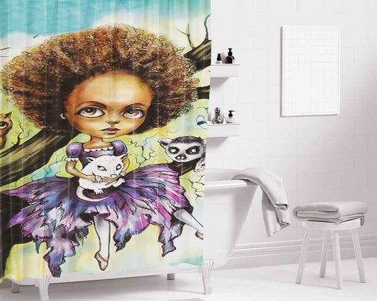 Cynthia And Critters Bathroom Shower Curtain Fabric Waterproof | 66 X 72 Inch
