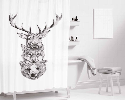 Deer On Cliff 4K Bathroom Shower Curtain Fabric Waterproof | 66 X 72 Inch