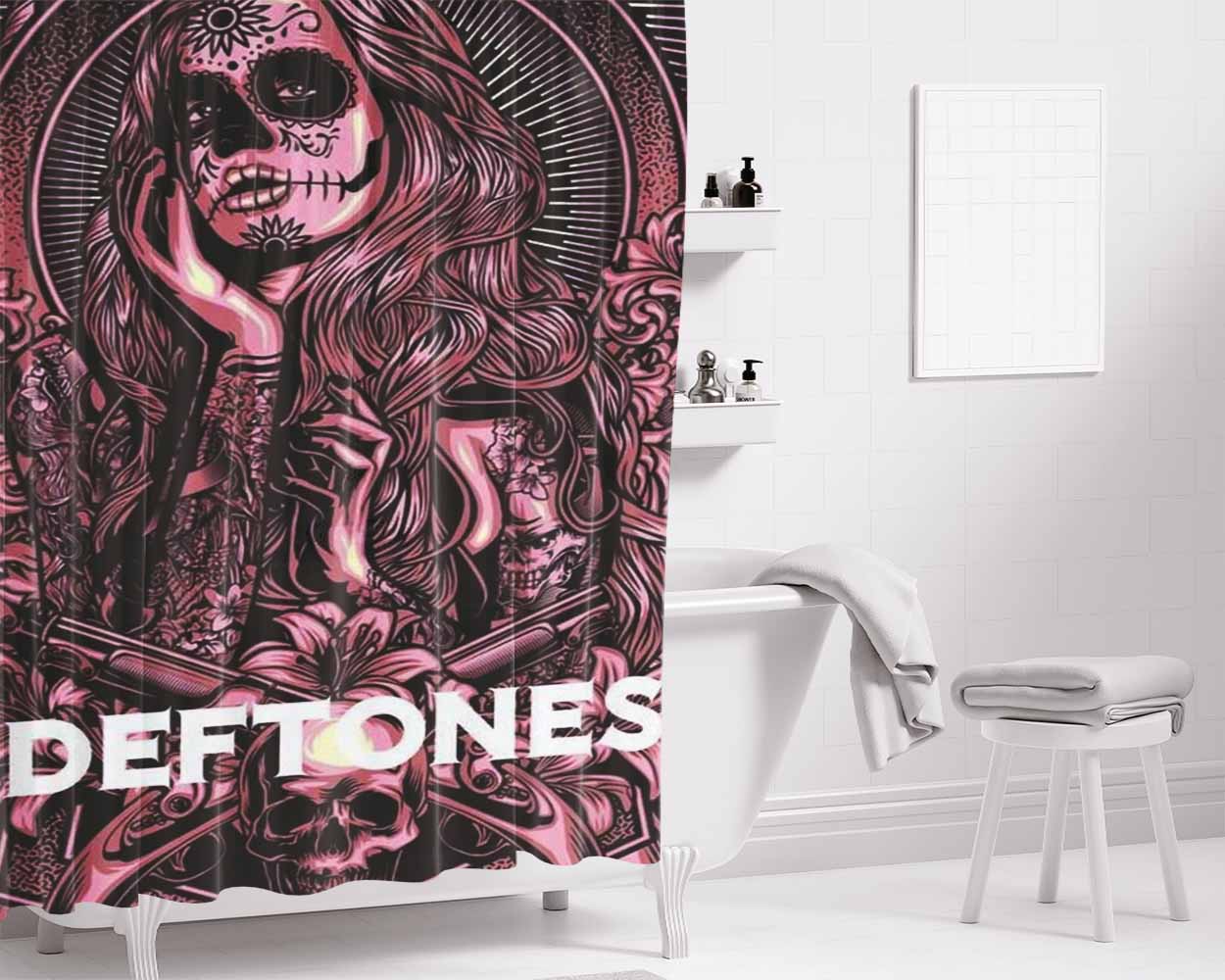 Deftones Logo Red Bathroom Shower Curtain Fabric Waterproof | 66 X 72 Inch