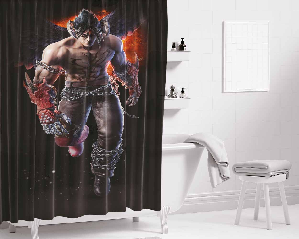 Devil Angel Bathroom Shower Curtain Fabric Waterproof | 66 X 72 Inch