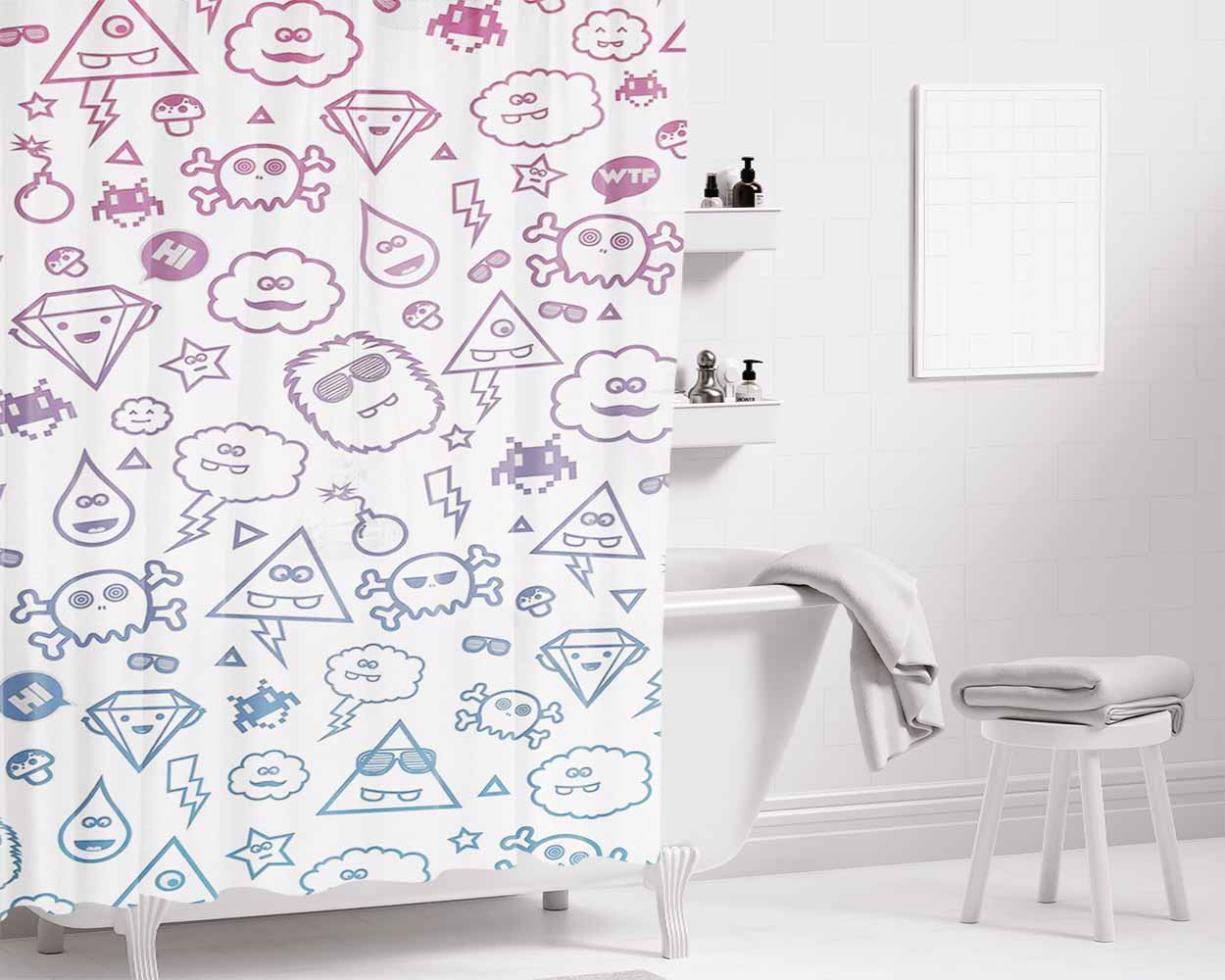 Diablo Logo Bathroom Shower Curtain Fabric Waterproof | 66 X 72 Inch