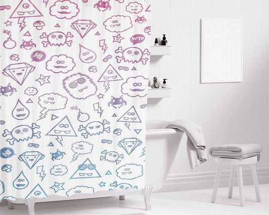 Diablo Logo Bathroom Shower Curtain Fabric Waterproof | 66 X 72 Inch