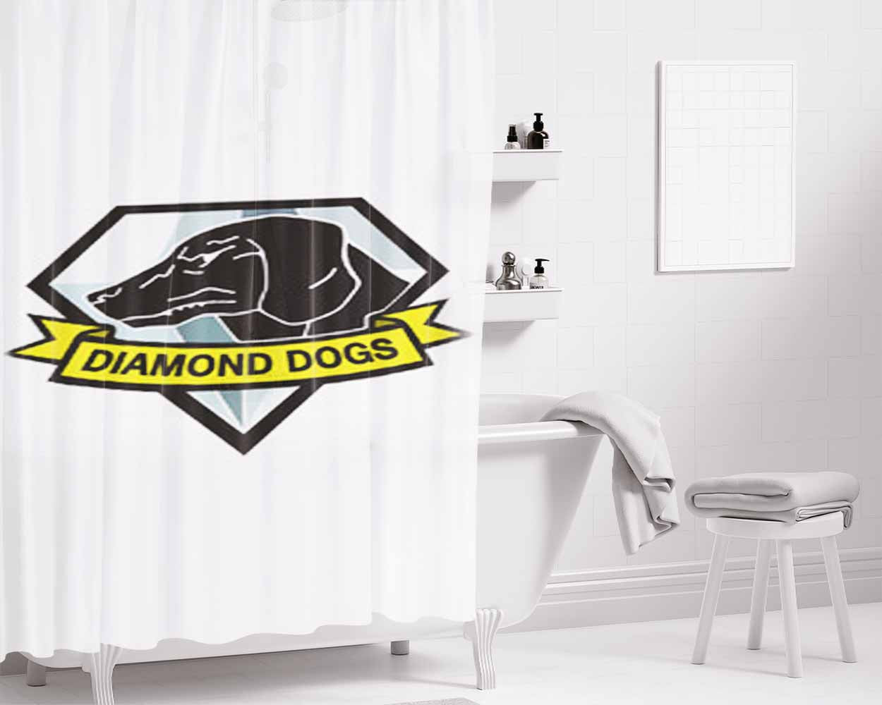 Diamond Artwork Screb Bathroom Shower Curtain Fabric Waterproof | 66 X 72 Inch
