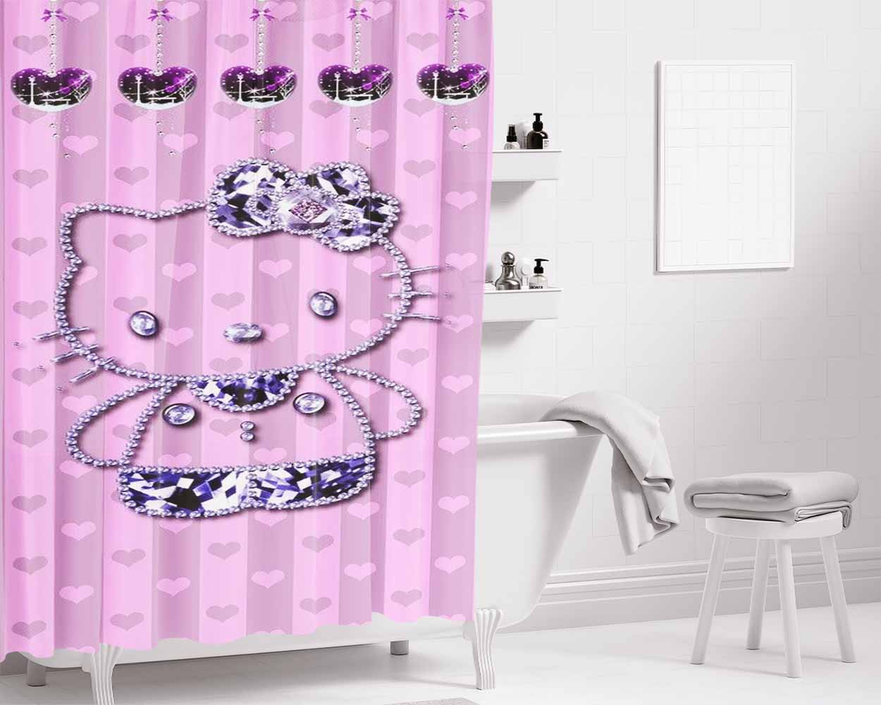 Diamond Flower Poster Bathroom Shower Curtain Fabric Waterproof | 66 X 72 Inch