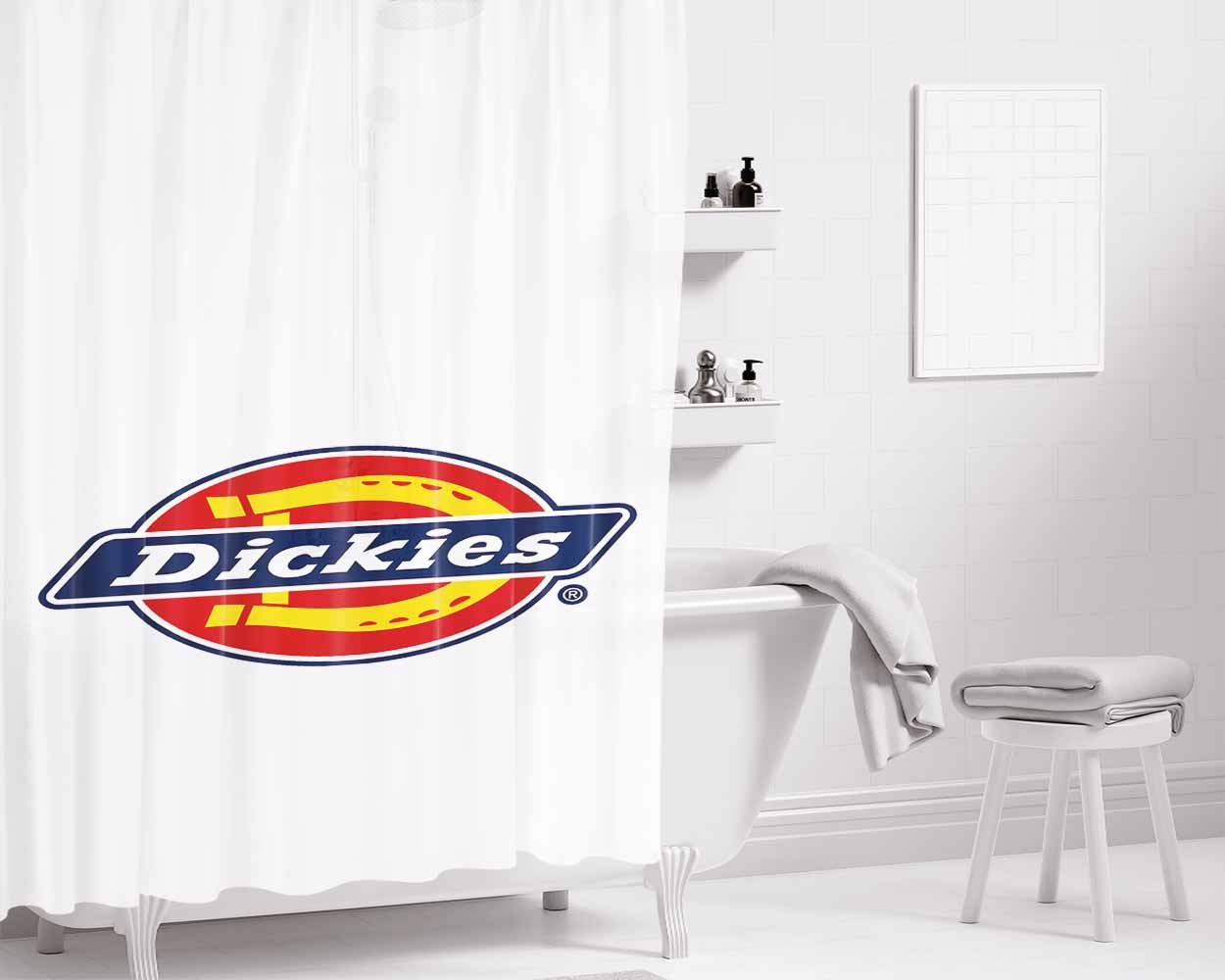 Dickies Black Gray Bathroom Shower Curtain Fabric Waterproof | 66 X 72 Inch