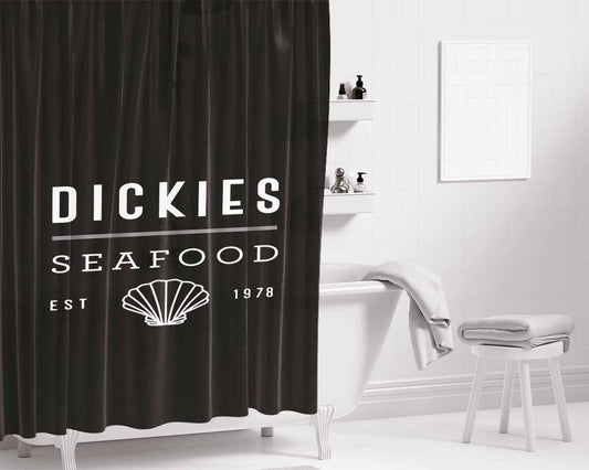 Dickies Doodle Emblem Bathroom Shower Curtain Fabric Waterproof | 66 X 72 Inch