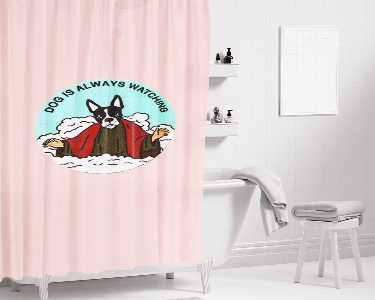 Dog Art Bathroom Shower Curtain Fabric Waterproof | 66 X 72 Inch
