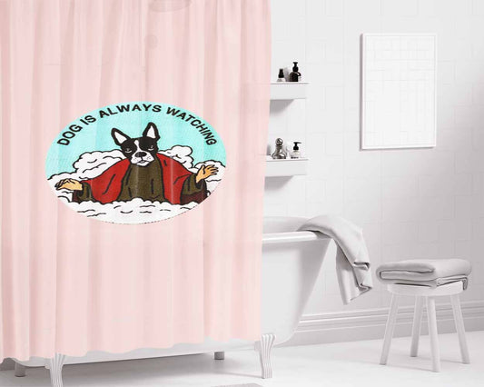 Dog Art Bathroom Shower Curtain Fabric Waterproof | 66 X 72 Inch