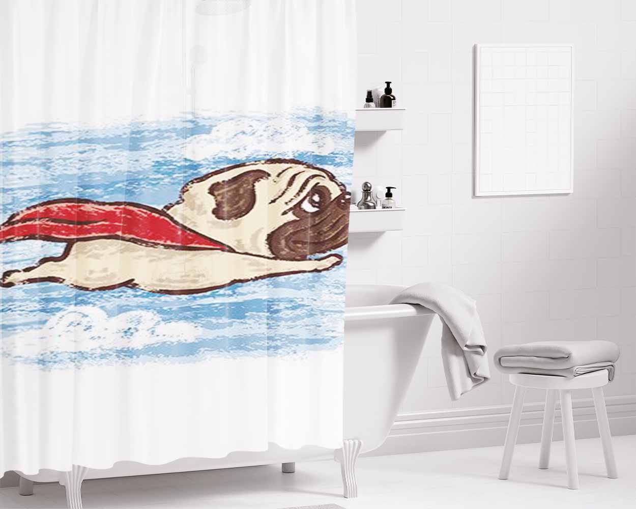 Dog Is Always Watching Bathroom Shower Curtain Fabric Waterproof | 66 X 72 Inch
