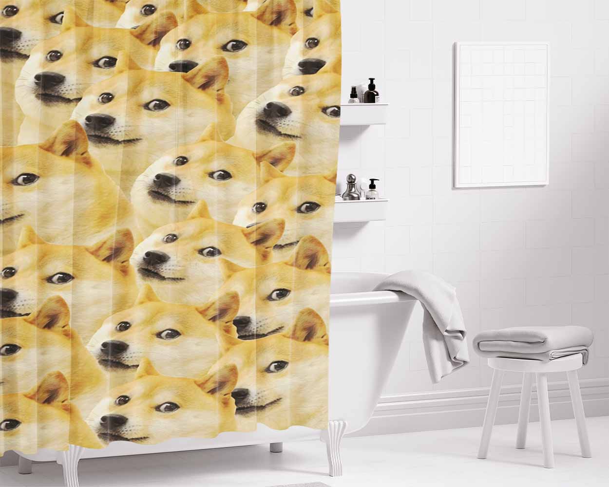 Dog Lover Gift Fur Mom Bathroom Shower Curtain Fabric Waterproof | 66 X 72 Inch