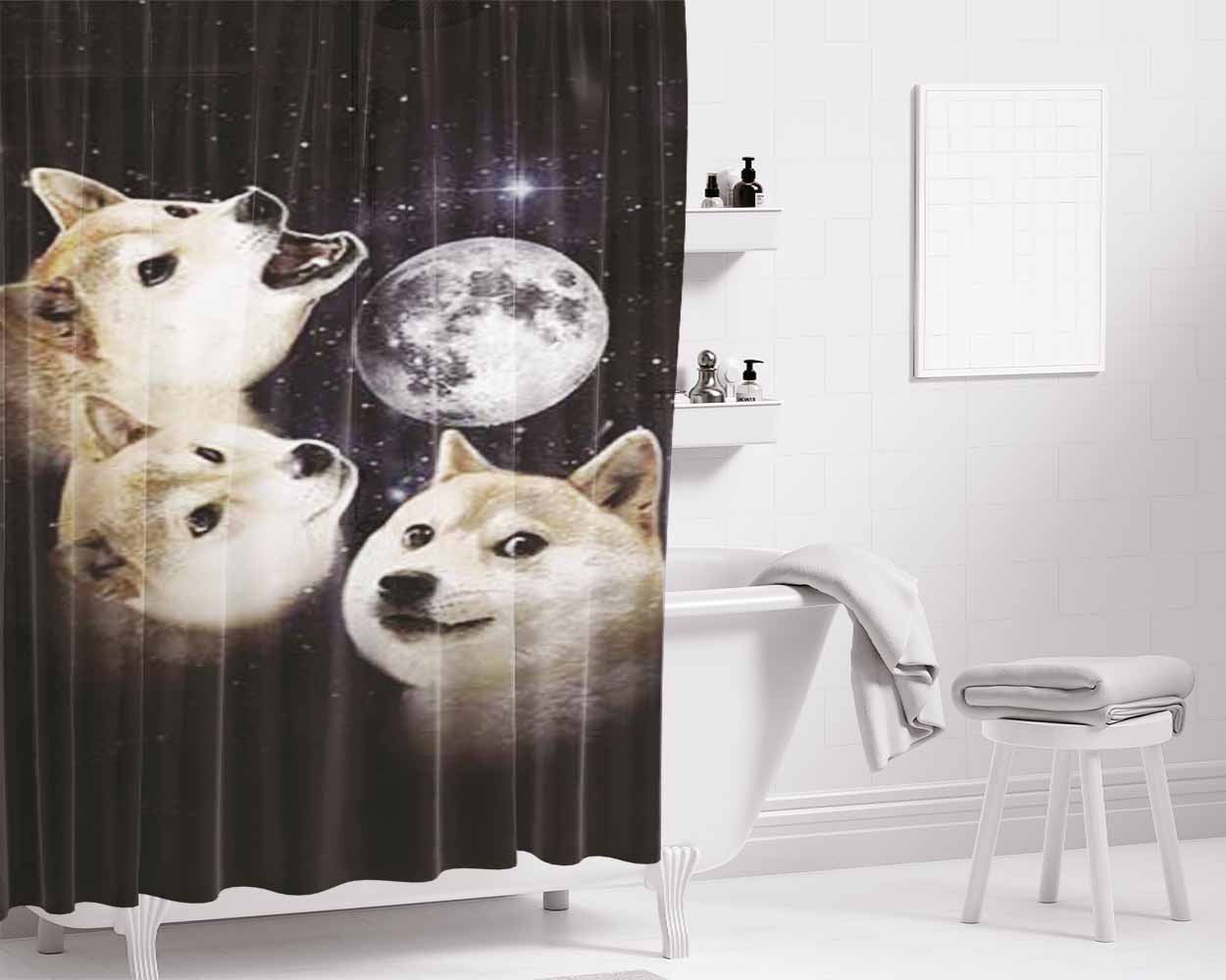 Dog Bathroom Shower Curtain Fabric Waterproof | 66 X 72 Inch