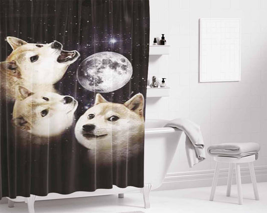 Dog Bathroom Shower Curtain Fabric Waterproof | 66 X 72 Inch