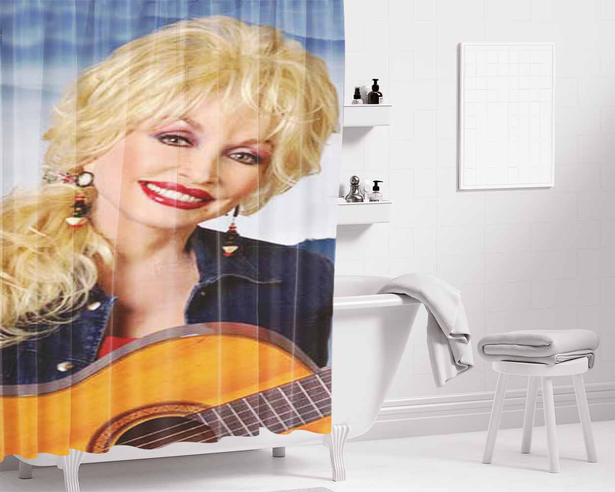 Dolly Parton Band Vintage Look Rretro Cult Feminism Bathroom Shower Curtain Fabric Waterproof | 66 X 72 Inch
