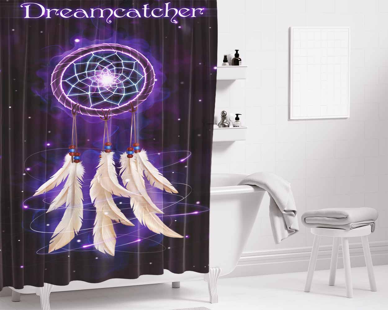 Dream Catcher At The Sea Side Bathroom Shower Curtain Fabric Waterproof | 66 X 72 Inch