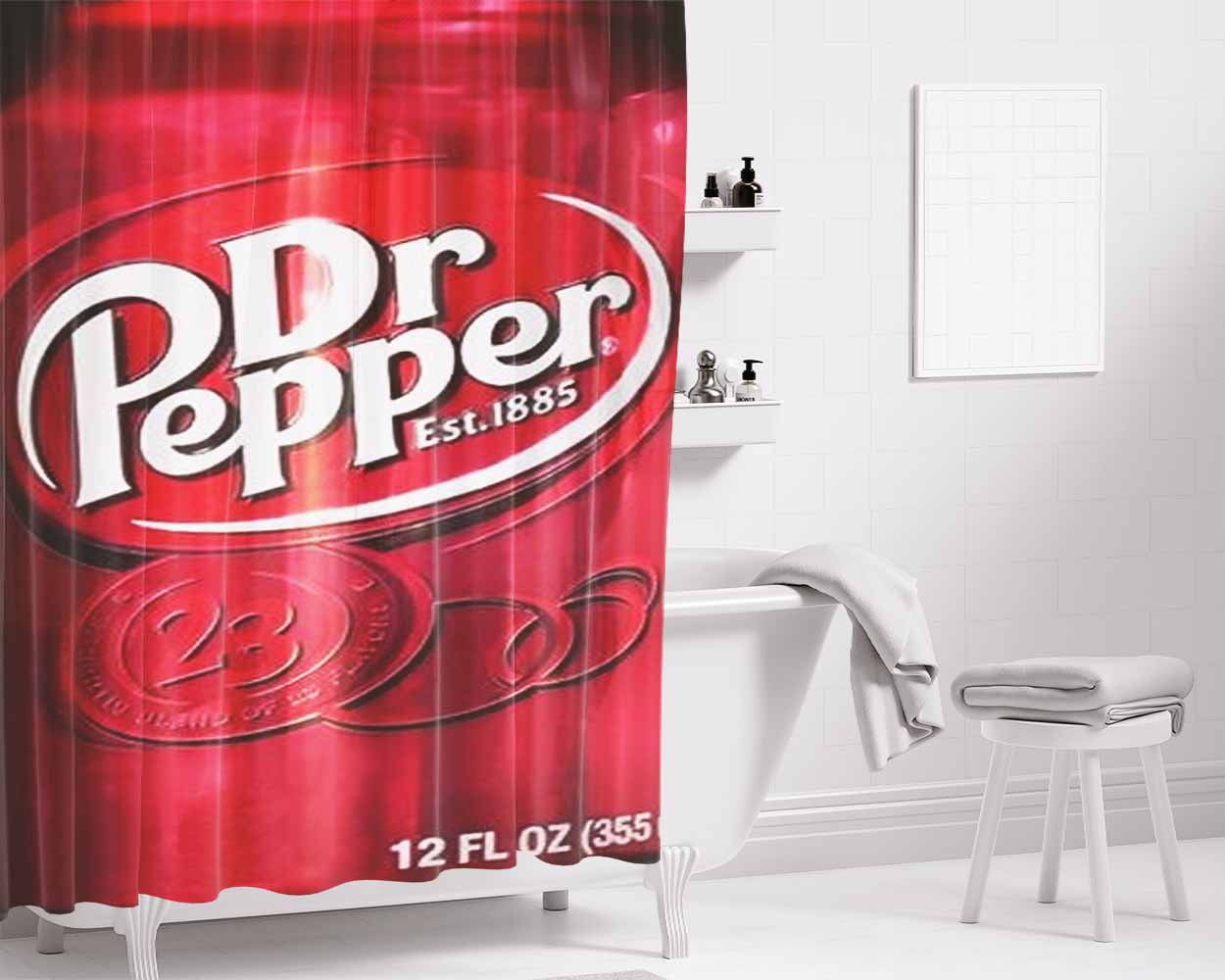 Drink Coca Cola In Bottles Vending Machine Bathroom Shower Curtain Fabric Waterproof | 66 X 72 Inch
