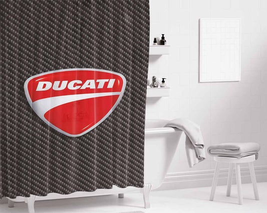 Ducati Corse Red Logo Bathroom Shower Curtain Fabric Waterproof | 66 X 72 Inch