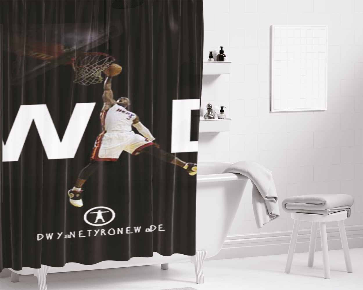 Dwyane Wade Miami Heat Art Bathroom Shower Curtain Fabric Waterproof | 66 X 72 Inch