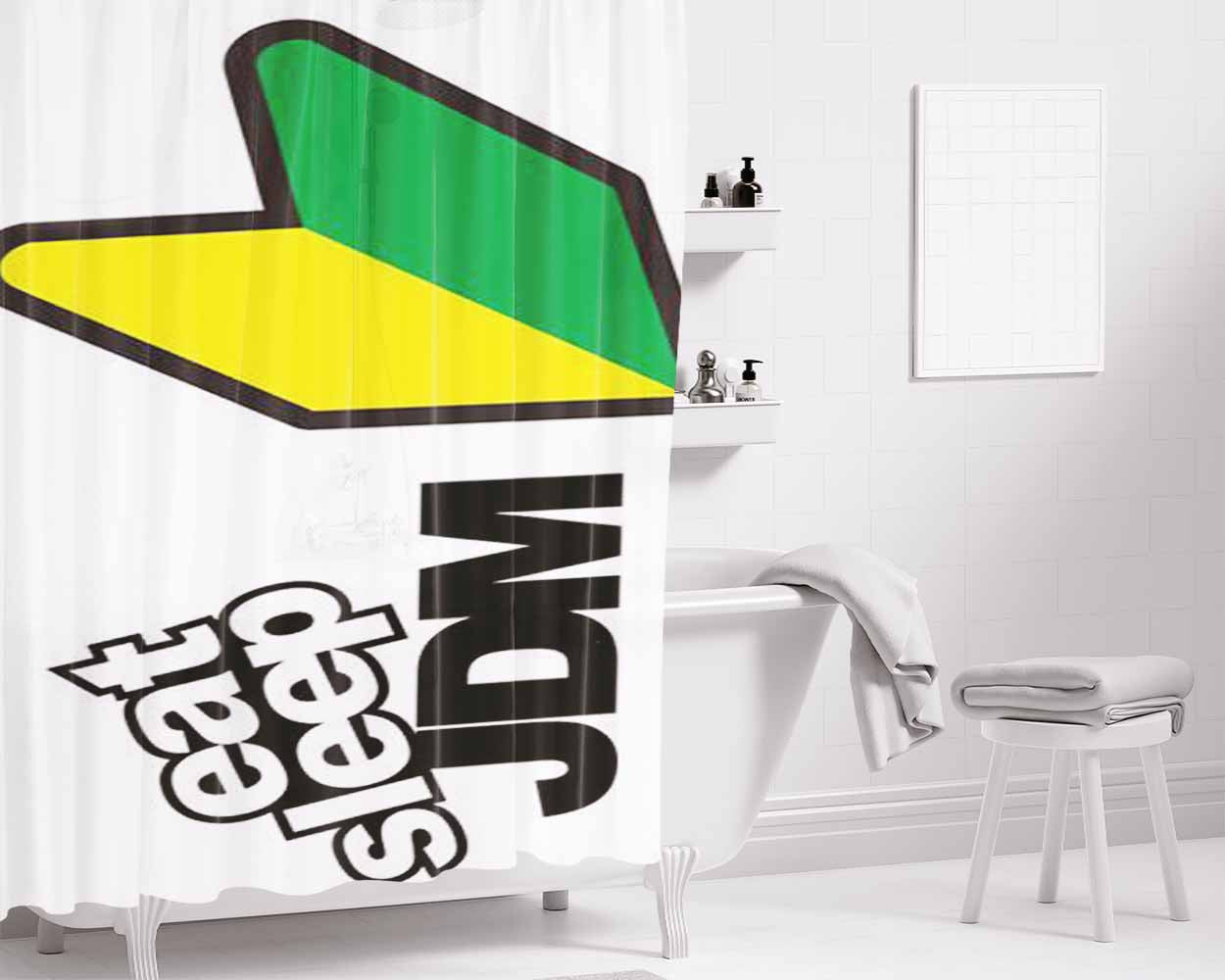 Eat Sleep Jdm Logo Bathroom Shower Curtain Fabric Waterproof | 66 X 72 Inch