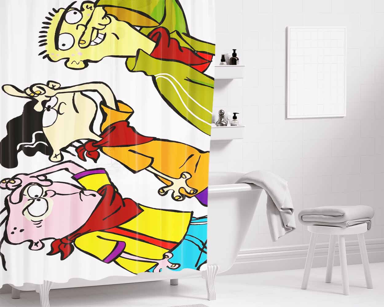 Ed Edd N Eddy Bathroom Shower Curtain Fabric Waterproof | 66 X 72 Inch