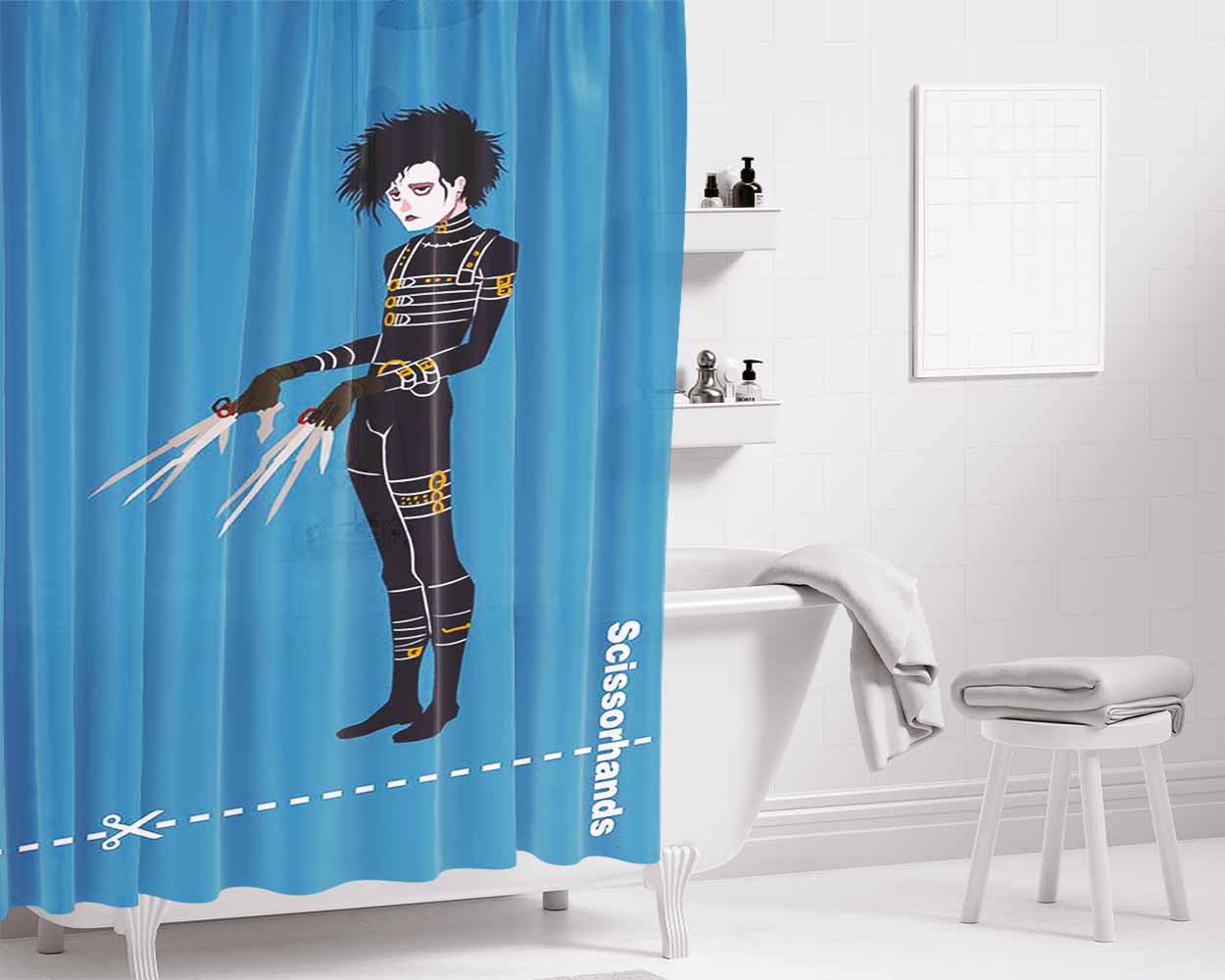 Edward Scissorhands Bathroom Shower Curtain Fabric Waterproof | 66 X 72 Inch