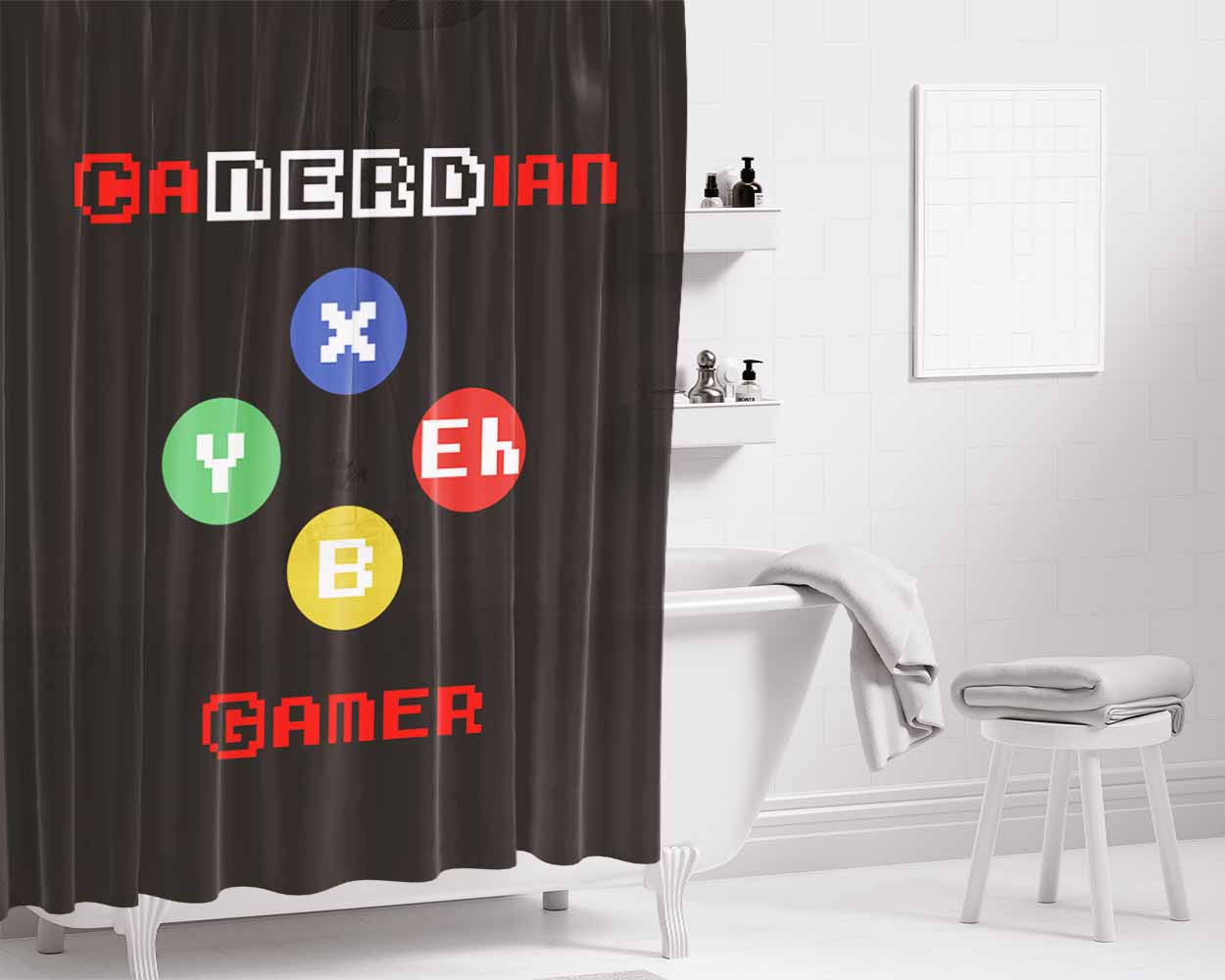 Eh B X Y Abxy Controller Bathroom Shower Curtain Fabric Waterproof | 66 X 72 Inch