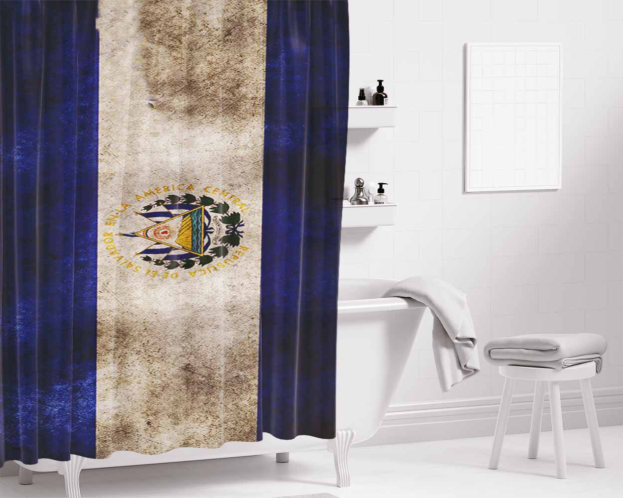 El Salvador Symbol Bathroom Shower Curtain Fabric Waterproof | 66 X 72 Inch