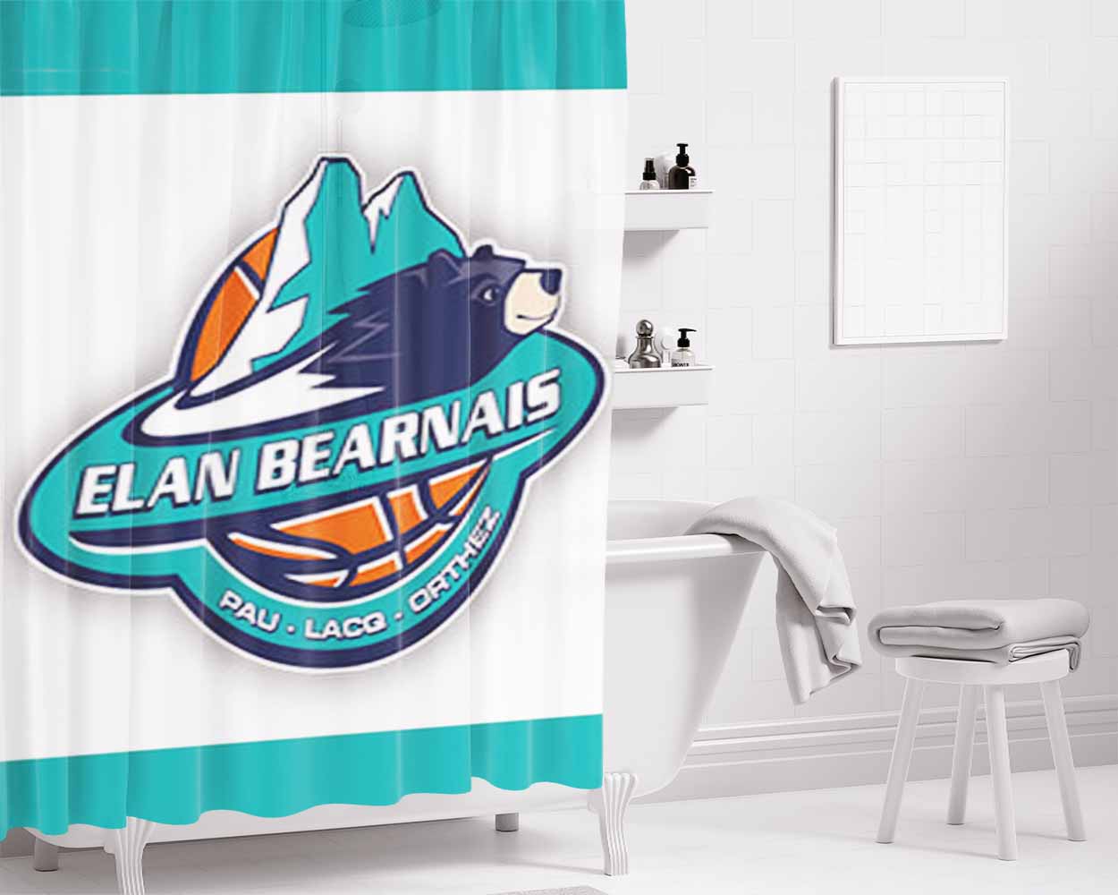 Elan Bearnais Bathroom Shower Curtain Fabric Waterproof | 66 X 72 Inch