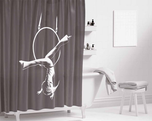 Elise Hoop Bathroom Shower Curtain Fabric Waterproof | 66 X 72 Inch