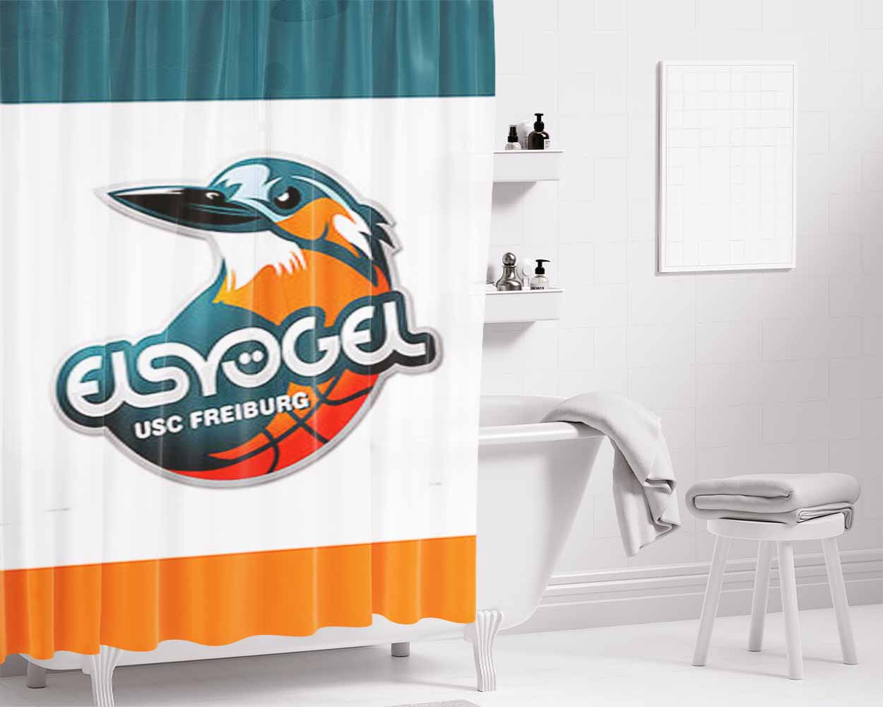 Elsyogel Usc Freiburg Bathroom Shower Curtain Fabric Waterproof | 66 X 72 Inch