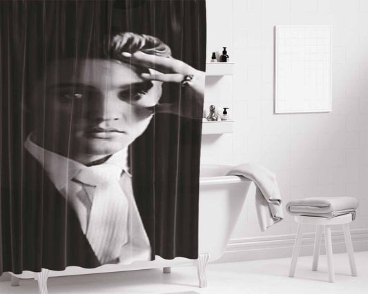 Elvis Hand On Forehead Bathroom Shower Curtain Fabric Waterproof | 66 X 72 Inch