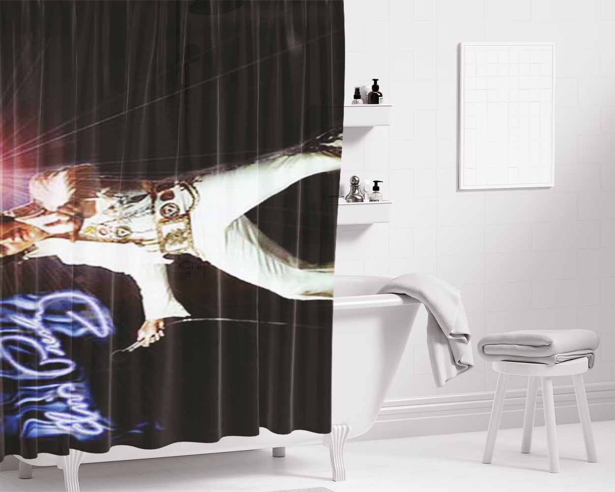 Elvis Starburst Horizontal Bathroom Shower Curtain Fabric Waterproof | 66 X 72 Inch