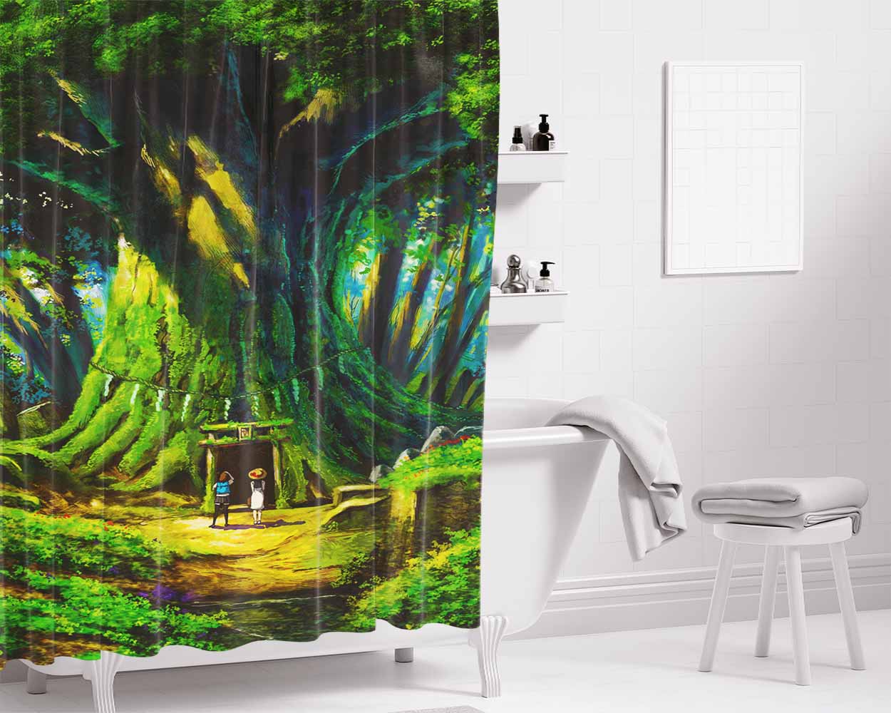 Entering The Tree Tunnel Bathroom Shower Curtain Fabric Waterproof | 66 X 72 Inch