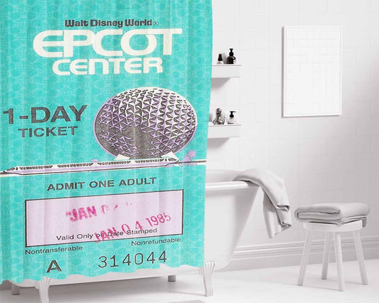Epcot Center Ticket Bathroom Shower Curtain Fabric Waterproof | 66 X 72 Inch