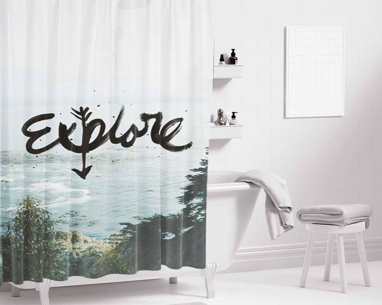 Eplore View Bathroom Shower Curtain Fabric Waterproof | 66 X 72 Inch