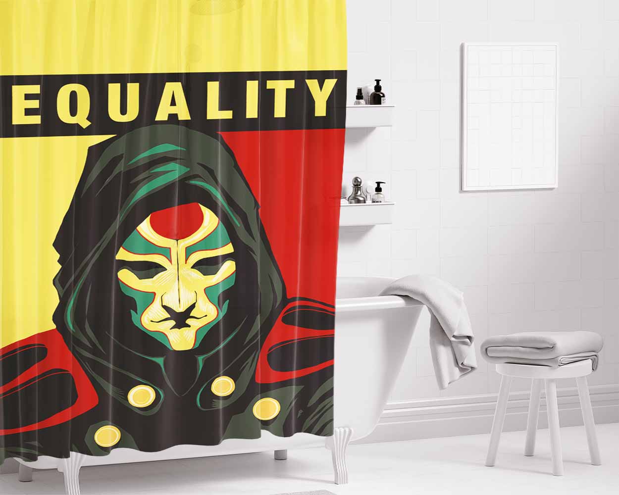 Equality Poster Vector Bathroom Shower Curtain Fabric Waterproof | 66 X 72 Inch