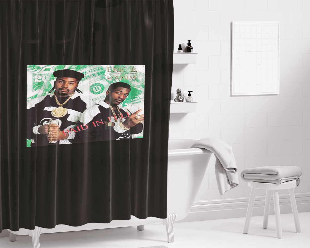 Eric B And Rakim Paid In Full Album Cover Bathroom Shower Curtain Fabric Waterproof | 66 X 72 Inch