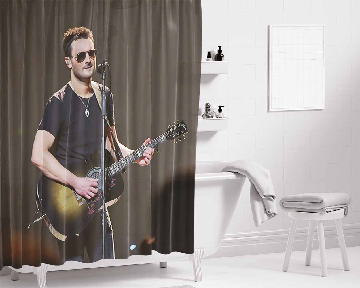 Eric Church Signature Bathroom Shower Curtain Fabric Waterproof | 66 X 72 Inch