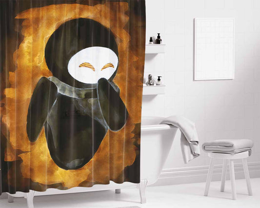 Eve Wall-E Black Version Bathroom Shower Curtain Fabric Waterproof | 66 X 72 Inch