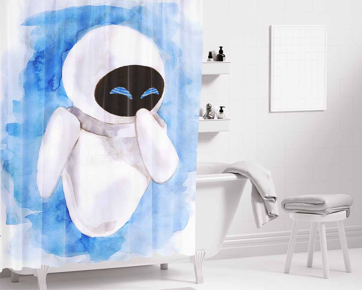 Eve Wall-E Bathroom Shower Curtain Fabric Waterproof | 66 X 72 Inch