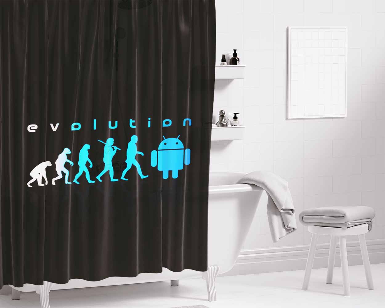 Evolution Bathroom Shower Curtain Fabric Waterproof | 66 X 72 Inch
