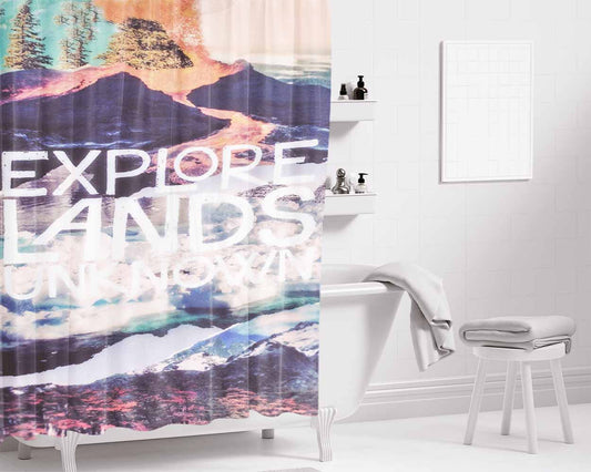 Explore Lands Unknown Bathroom Shower Curtain Fabric Waterproof | 66 X 72 Inch