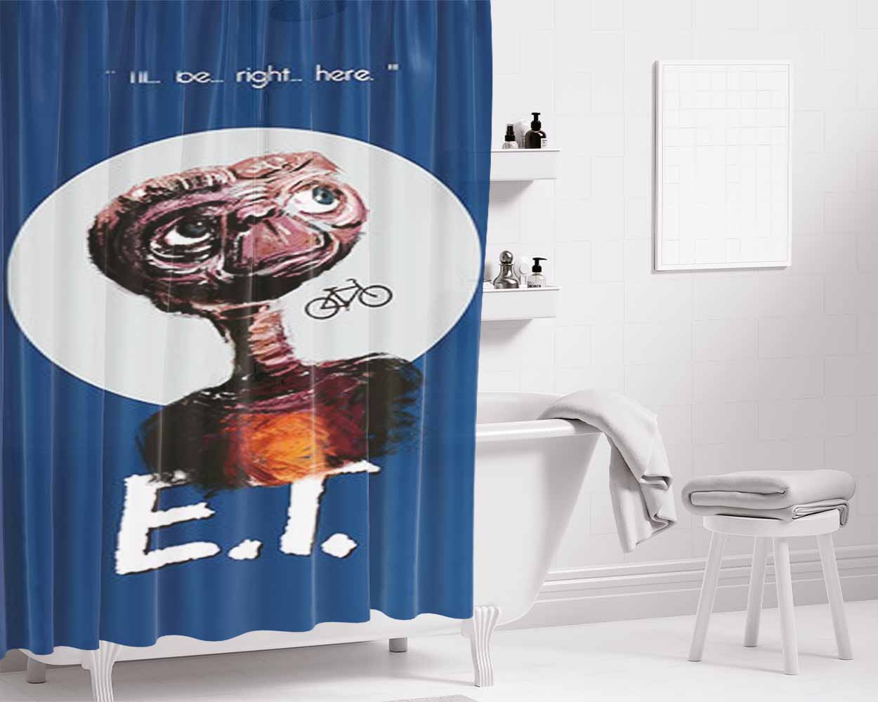 Extra Terrestrial E Bathroom Shower Curtain Fabric Waterproof | 66 X 72 Inch