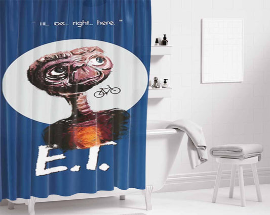 Extra Terrestrial E Bathroom Shower Curtain Fabric Waterproof | 66 X 72 Inch